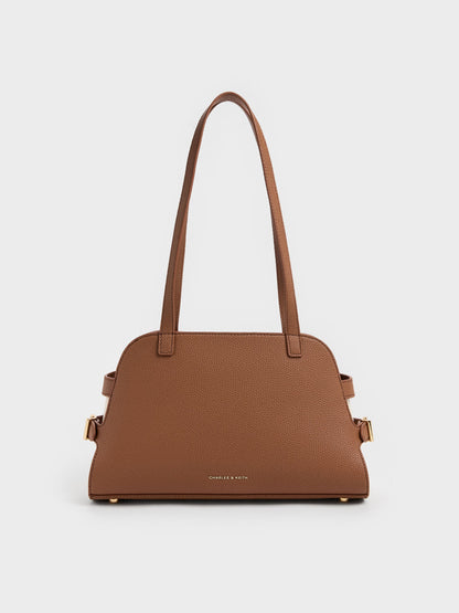 Aubrielle Belted Shoulder Bag - Chocolate | CHARLES & KEITH