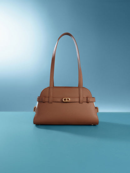 Aubrielle Belted Shoulder Bag - Chocolate | CHARLES & KEITH