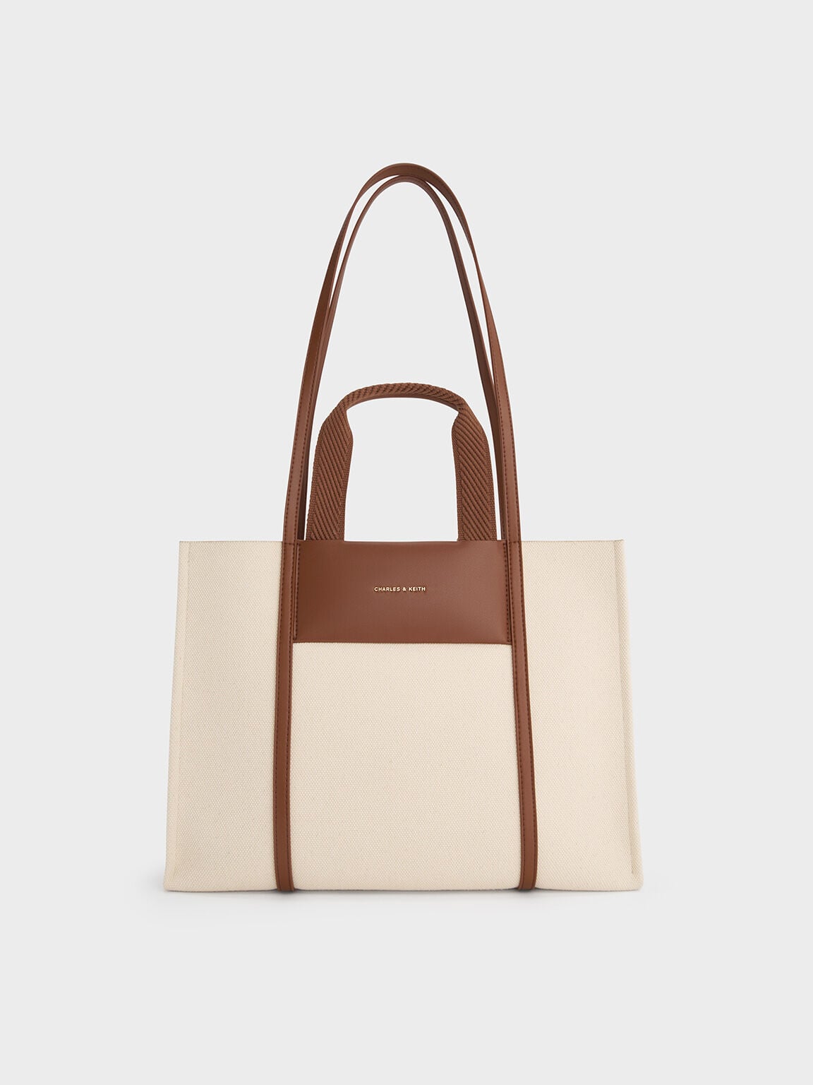 Shalia Canvas Tote Bag - Beige Canvas | CHARLES & KEITH