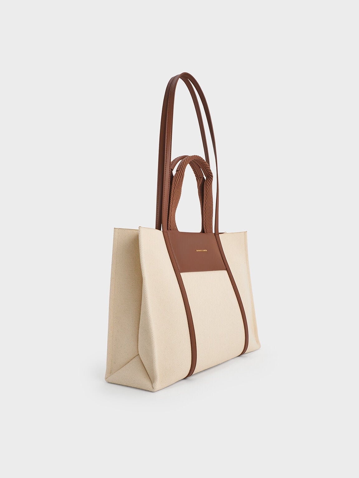 Shalia Canvas Tote Bag - Beige Canvas | CHARLES & KEITH