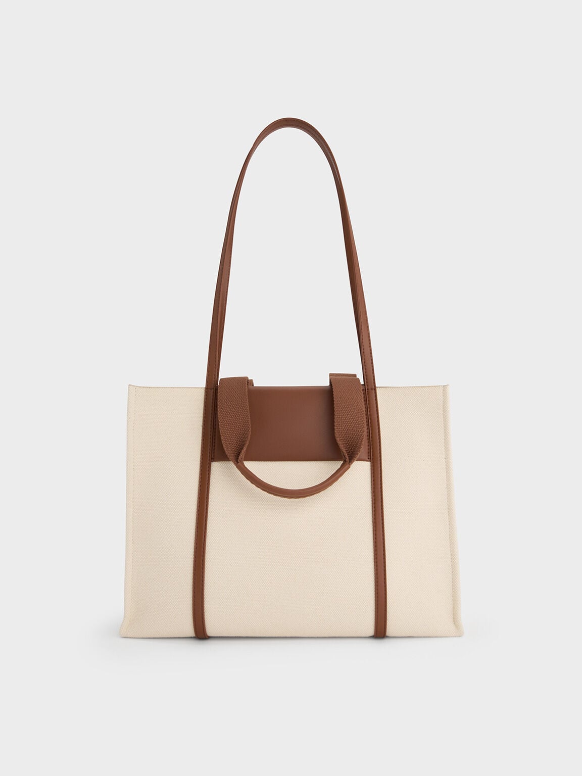 Shalia Canvas Tote Bag - Beige Canvas | CHARLES & KEITH