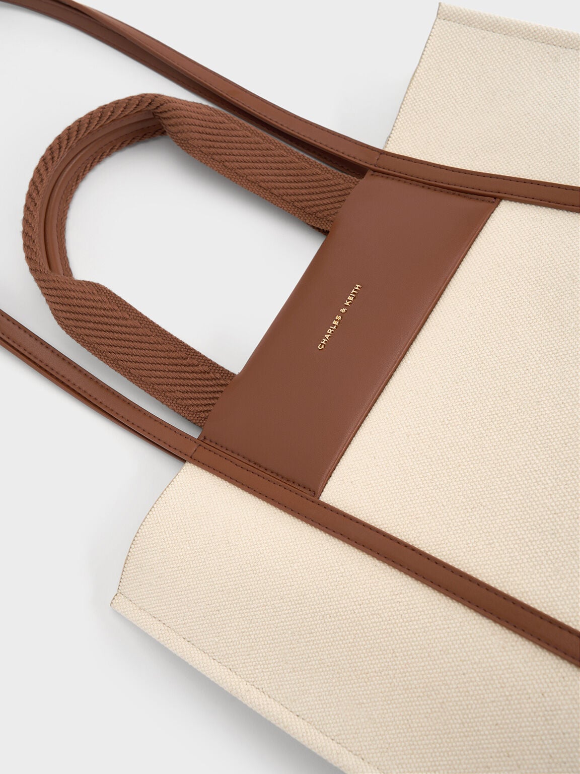Shalia Canvas Tote Bag - Beige Canvas | CHARLES & KEITH
