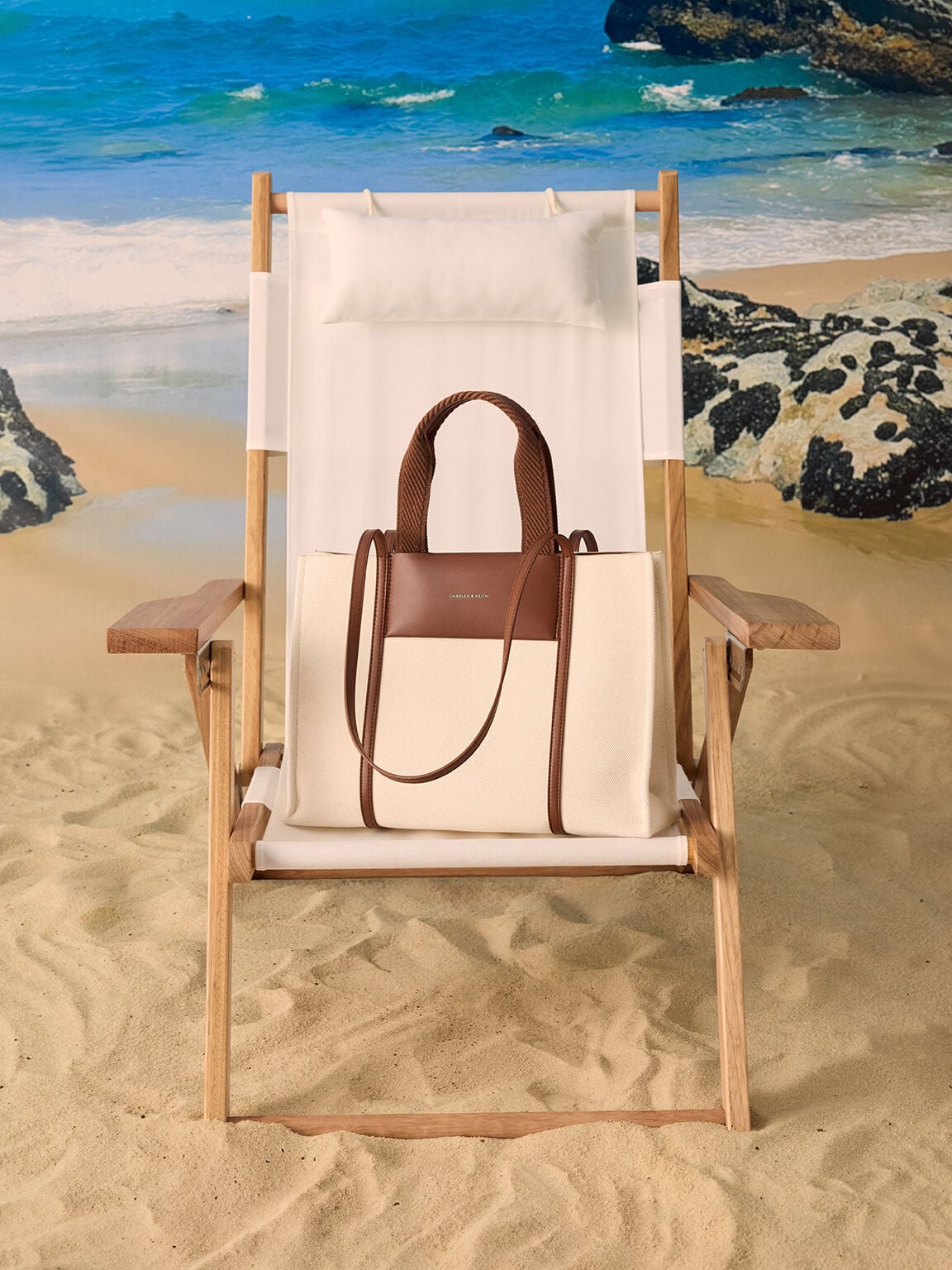 Shalia Canvas Tote Bag - Beige Canvas | CHARLES & KEITH