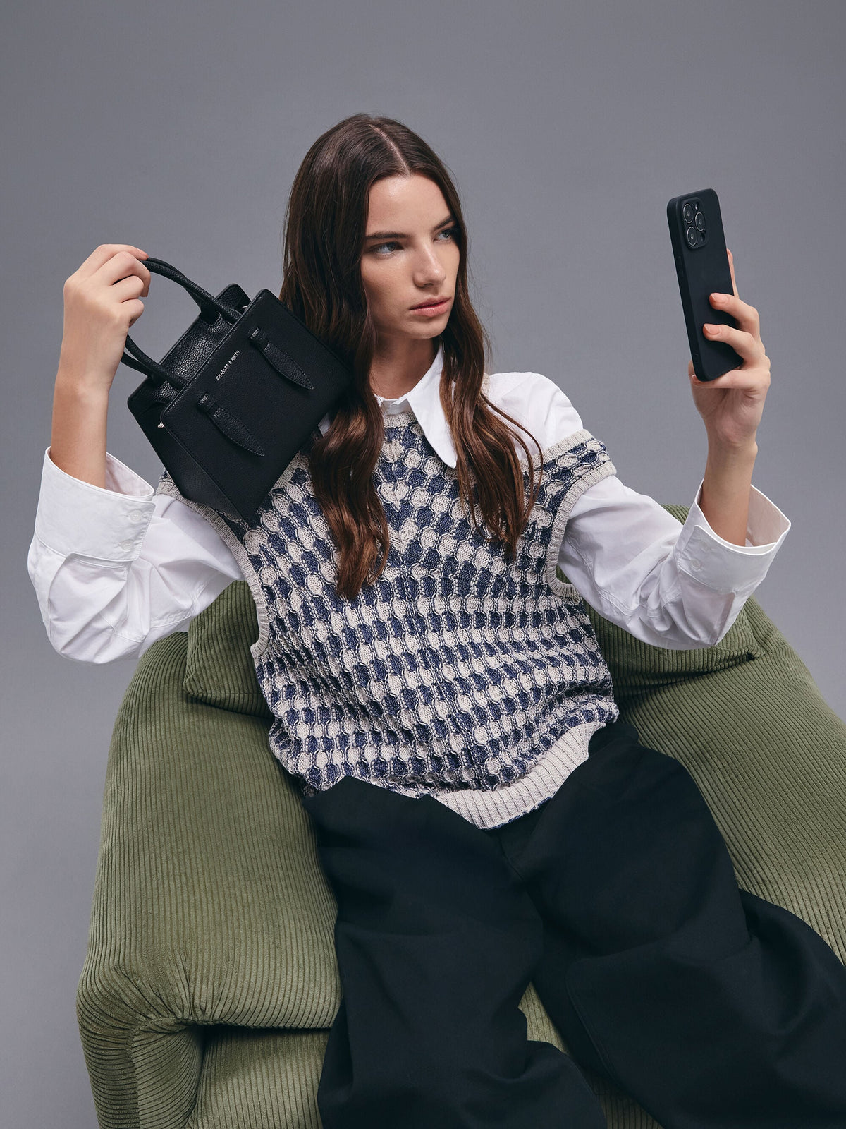 Allyn Structured Trapeze Tote Bag - Noir | CHARLES & KEITH