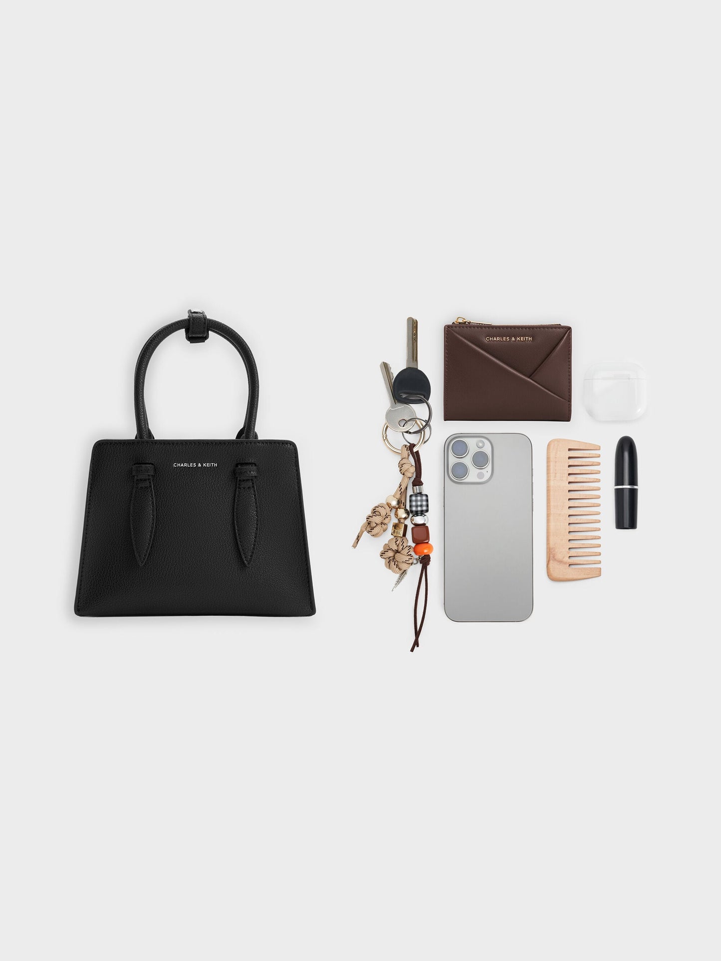 Allyn Structured Trapeze Tote Bag - Noir | CHARLES & KEITH