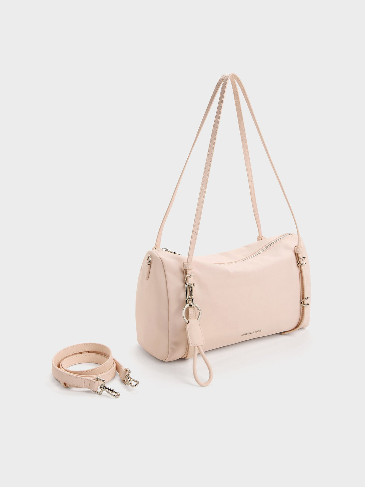 Levy Nylon Shoulder Bag - Soft Pink | CHARLES & KEITH
