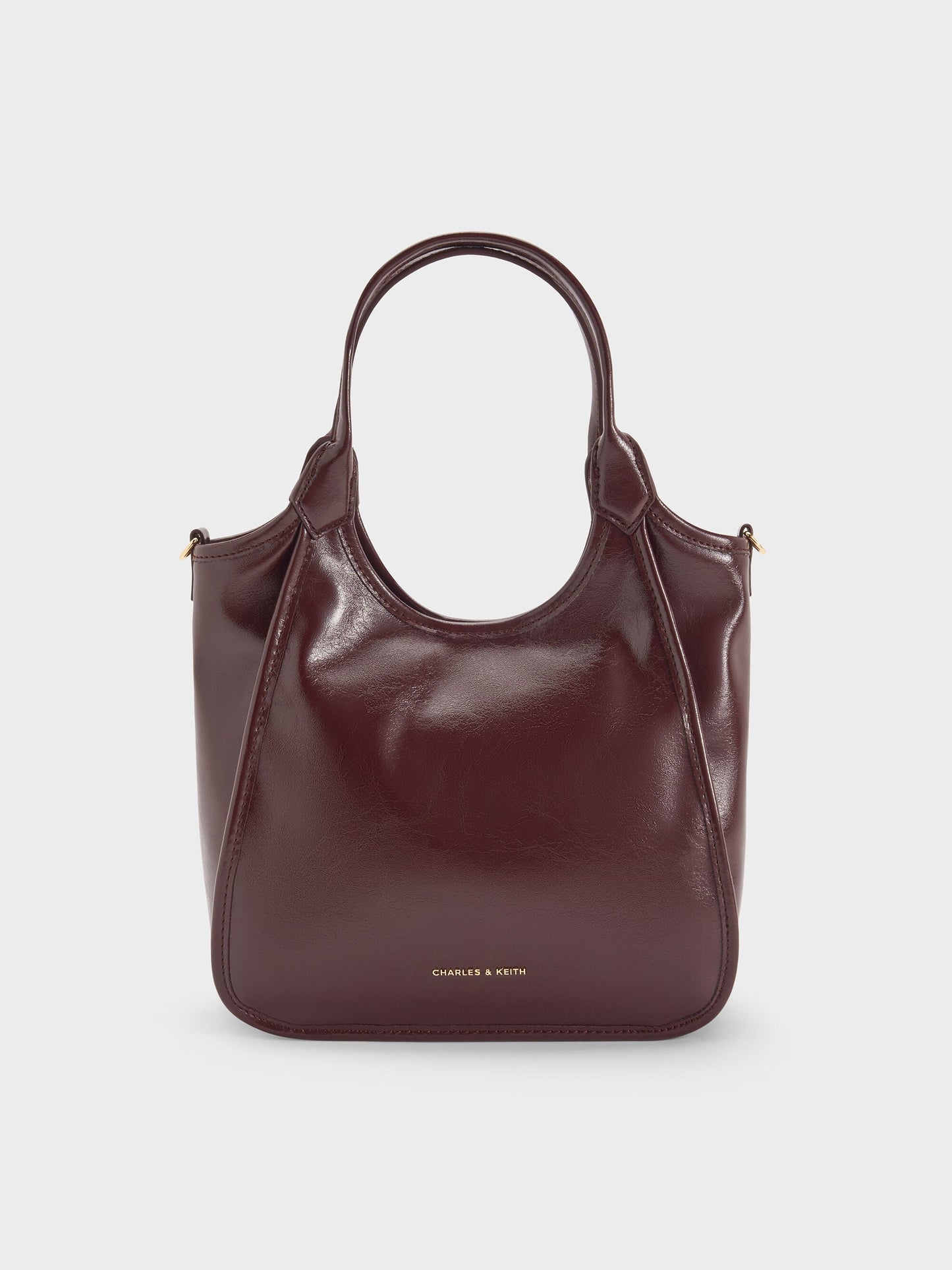 Mini Sianna Crinkle-Effect Slouchy Tote Bag - Wineberry Red | CHARLES & KEITH
