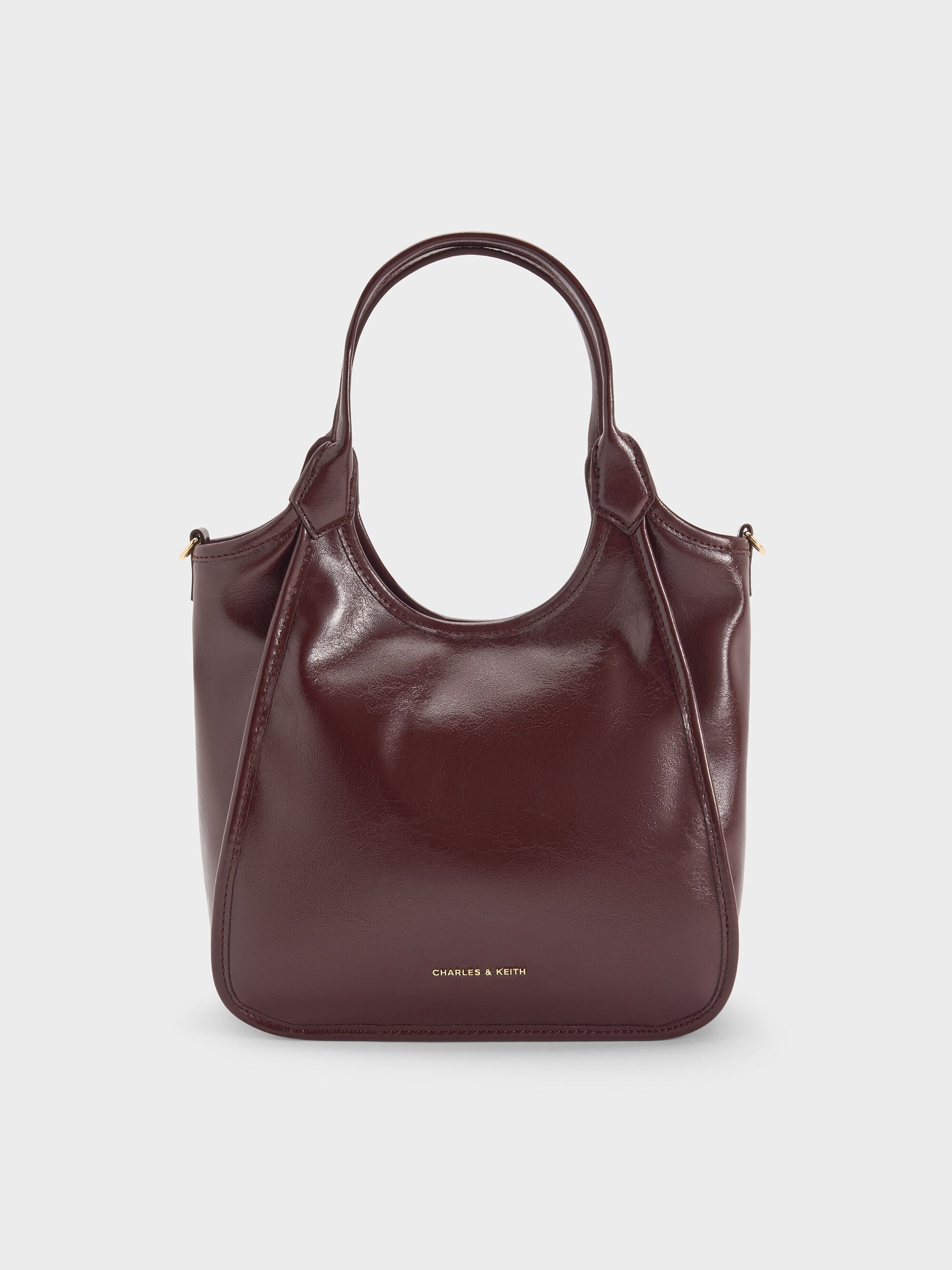 Mini Sianna Crinkle-Effect Slouchy Tote Bag - Wineberry Red | CHARLES & KEITH