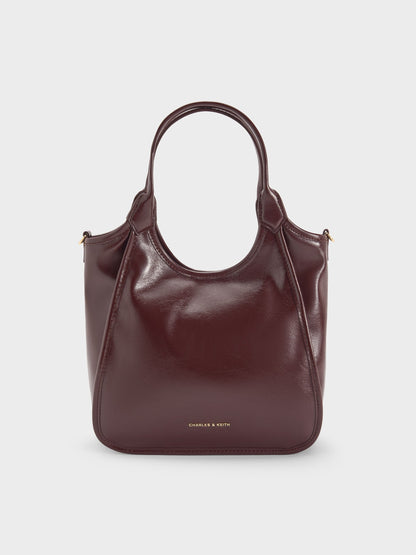 Mini Sianna Crinkle-Effect Slouchy Tote Bag - Wineberry Red | CHARLES & KEITH