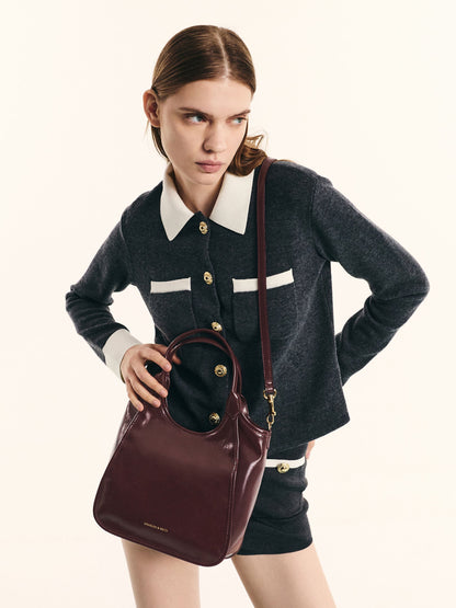 Mini Sianna Crinkle-Effect Slouchy Tote Bag - Wineberry Red | CHARLES & KEITH