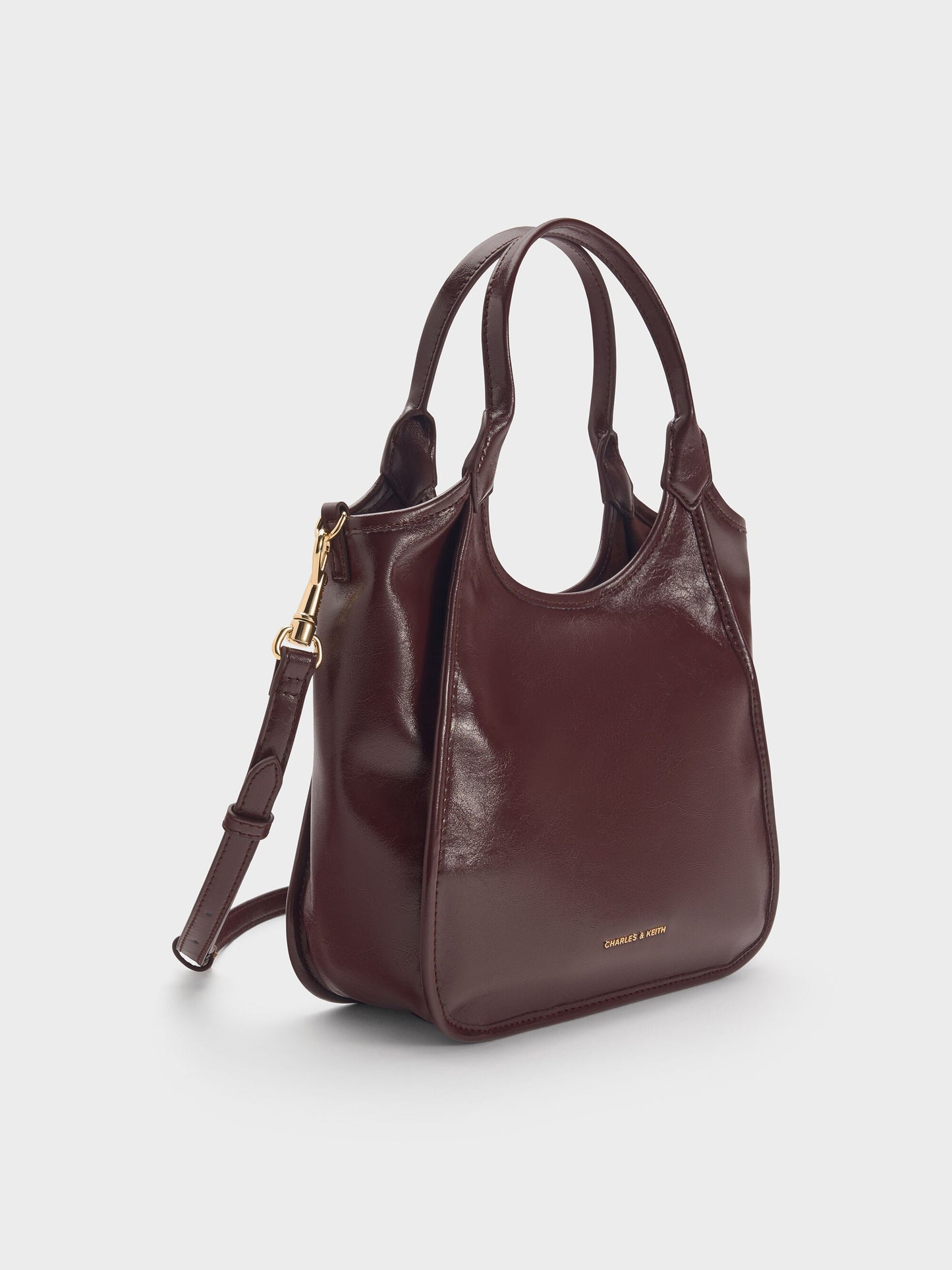 Mini Sianna Crinkle-Effect Slouchy Tote Bag - Wineberry Red | CHARLES & KEITH