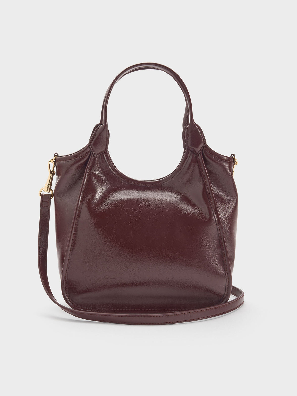 Mini Sianna Crinkle-Effect Slouchy Tote Bag - Wineberry Red | CHARLES & KEITH