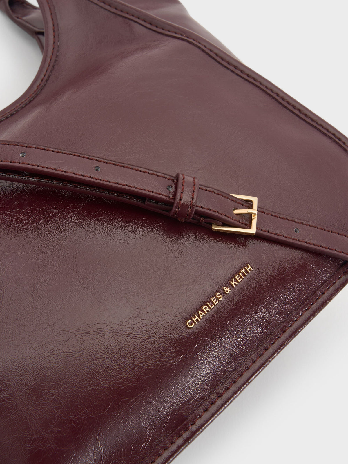 Mini Sianna Crinkle-Effect Slouchy Tote Bag - Wineberry Red | CHARLES & KEITH