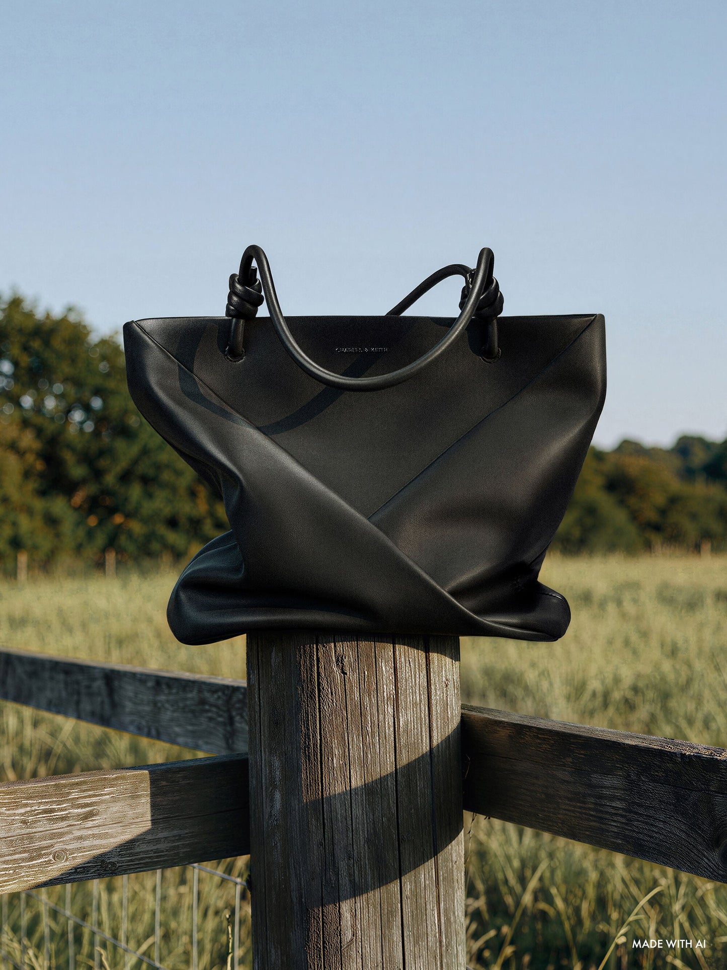 Midori Geometric Tote Bag - Jet Black | CHARLES & KEITH