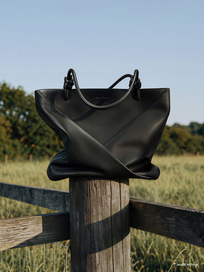 Midori Geometric Tote Bag - Jet Black | CHARLES & KEITH