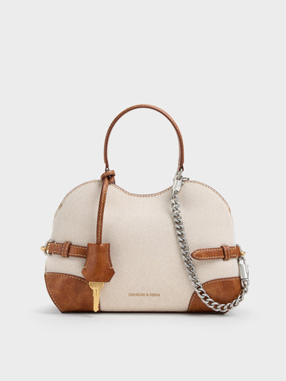 Delfina Canvas Chain Side-Belt Tote Bag - Multi | CHARLES & KEITH