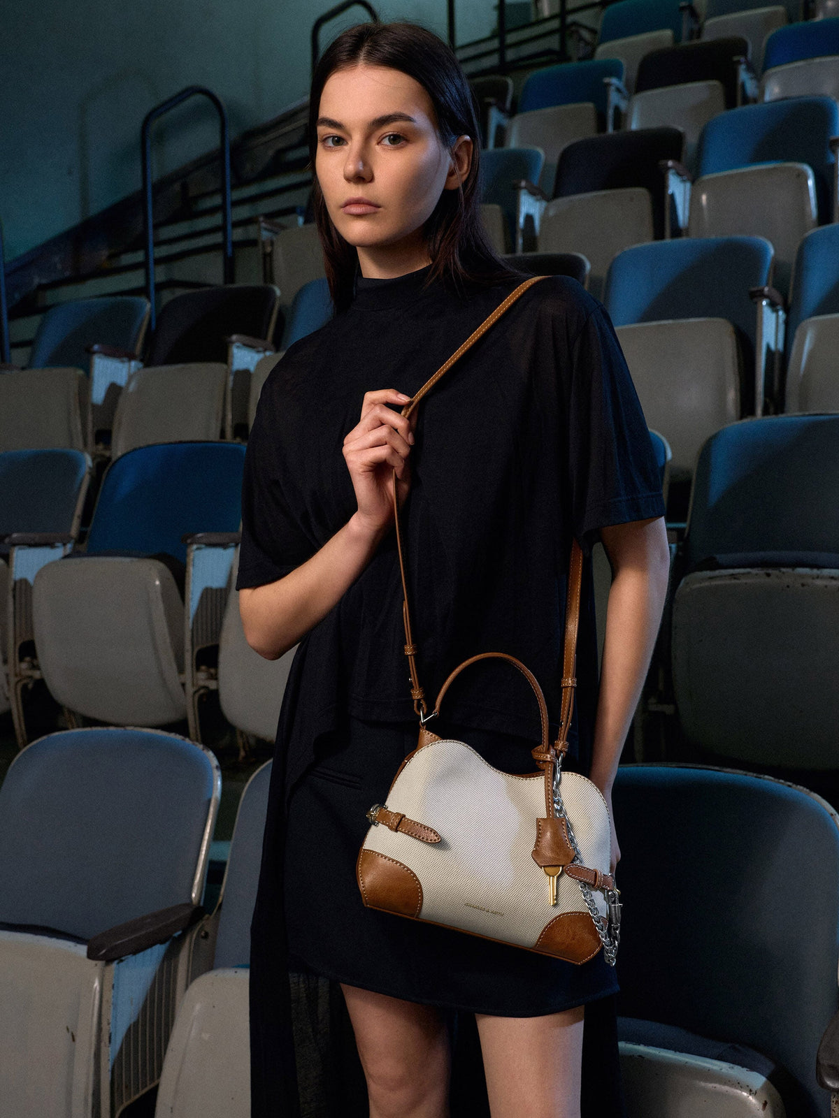 Delfina Canvas Chain Side-Belt Tote Bag - Multi | CHARLES & KEITH