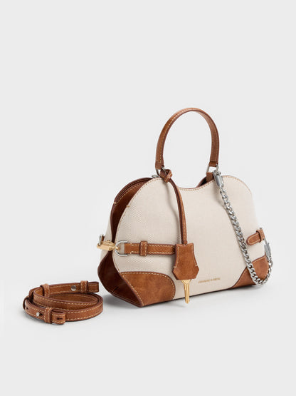 Delfina Canvas Chain Side-Belt Tote Bag - Multi | CHARLES & KEITH