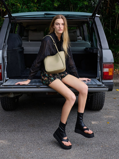 Mini Lyla Tubular Tote Bag - Pale Olive | CHARLES & KEITH