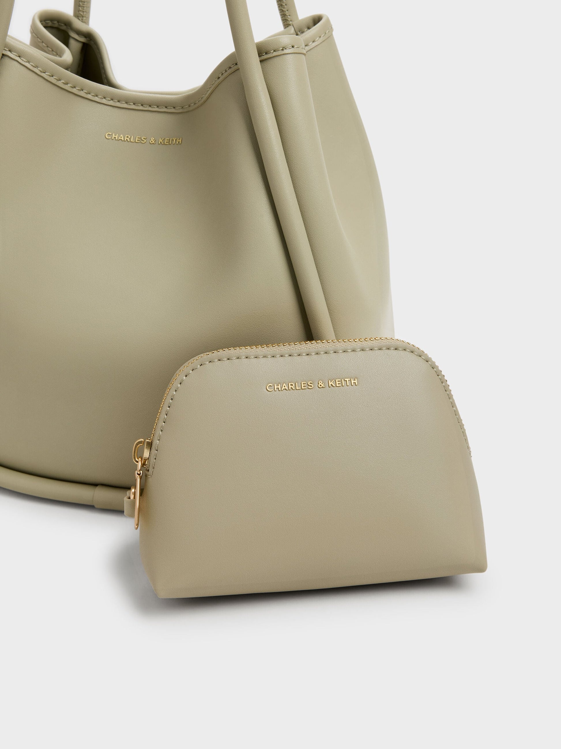 Mini Lyla Tubular Tote Bag - Pale Olive | CHARLES & KEITH