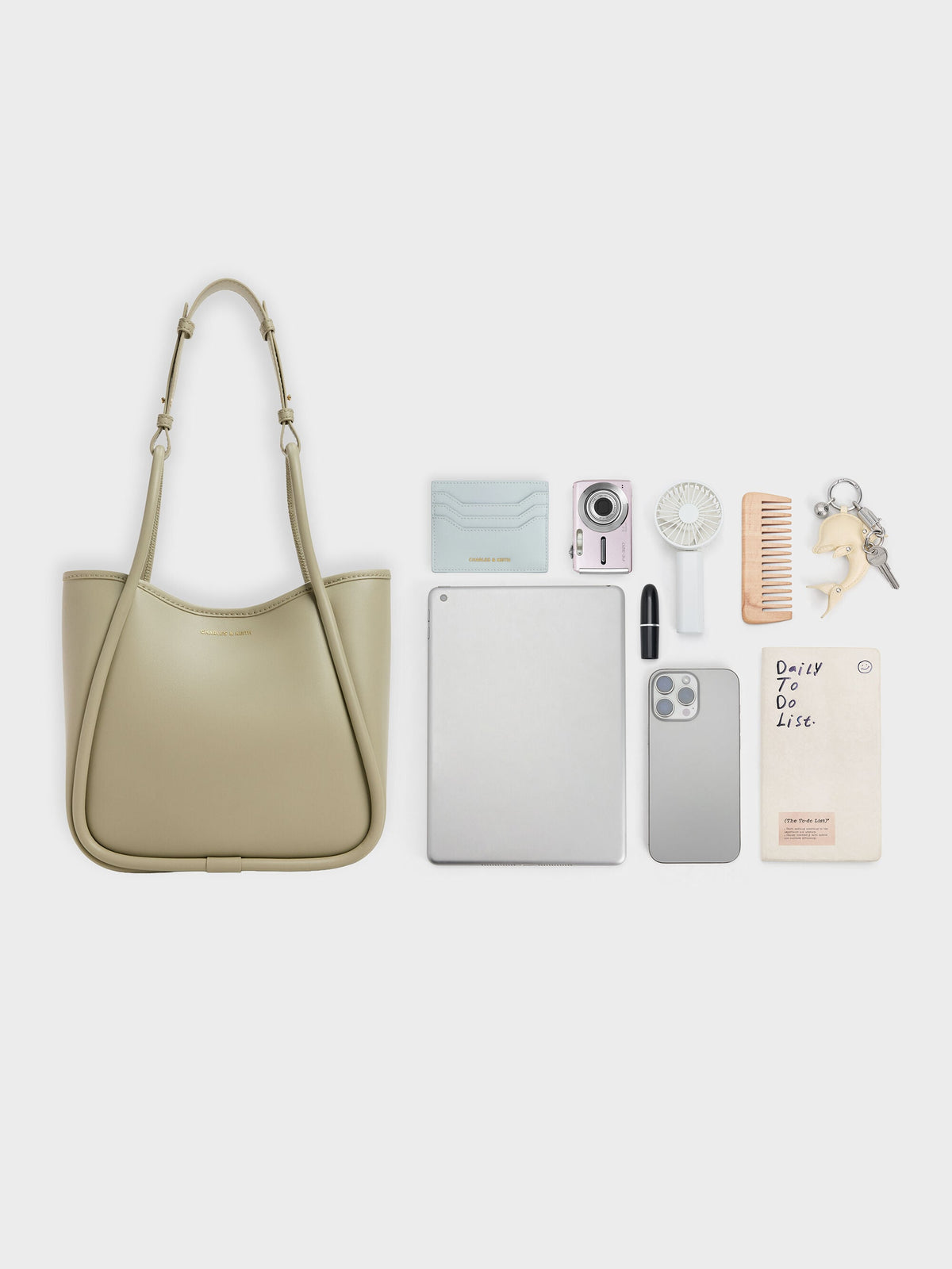 Mini Lyla Tubular Tote Bag - Pale Olive | CHARLES & KEITH
