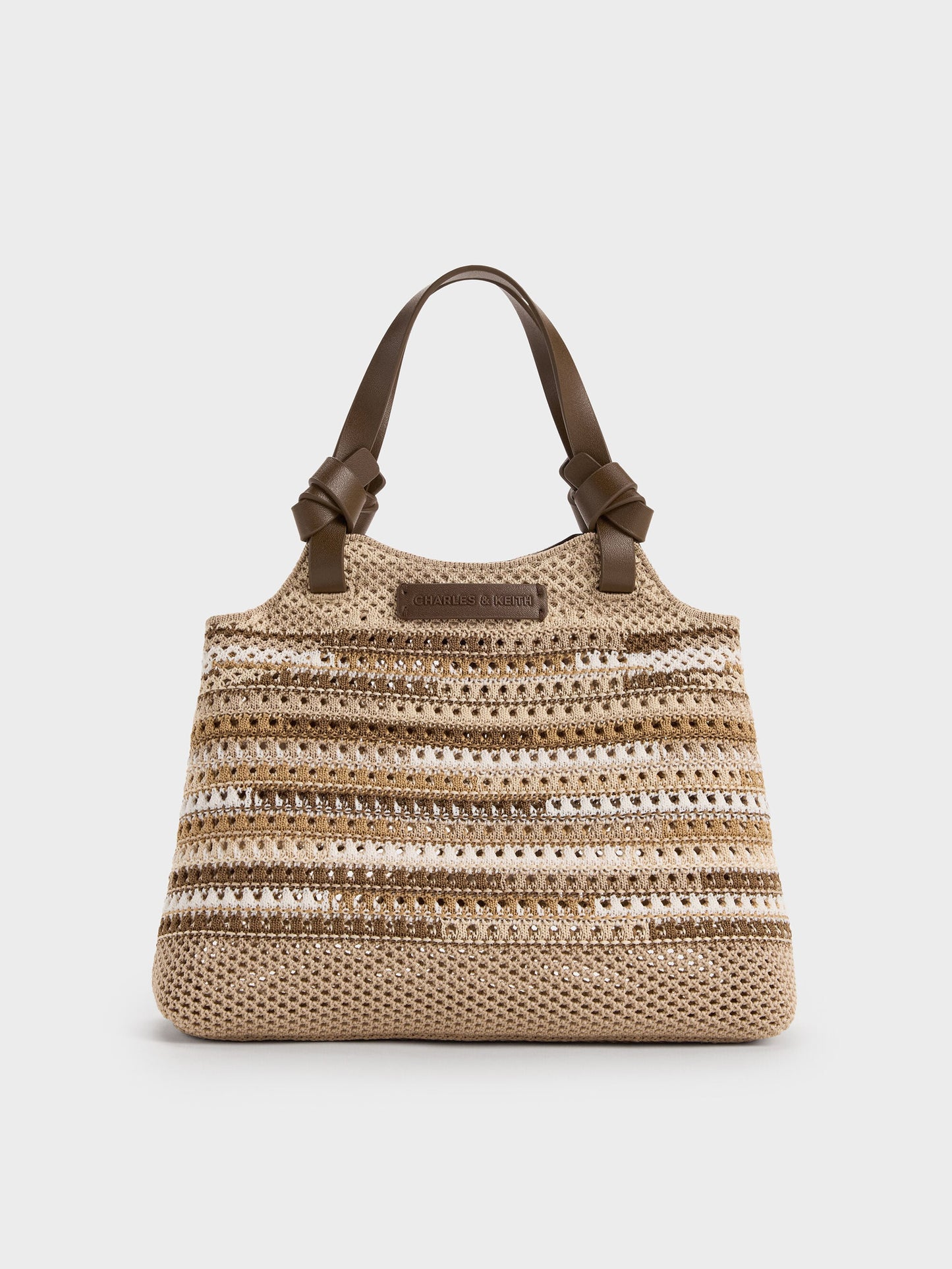 Mini Ida Multi-Stripe Knitted Tote Bag - Multi Brown | CHARLES & KEITH