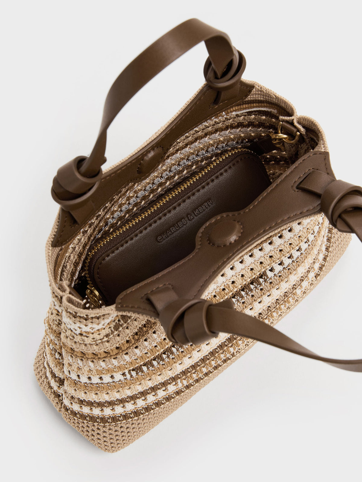 Mini Ida Multi-Stripe Knitted Tote Bag - Multi Brown | CHARLES & KEITH