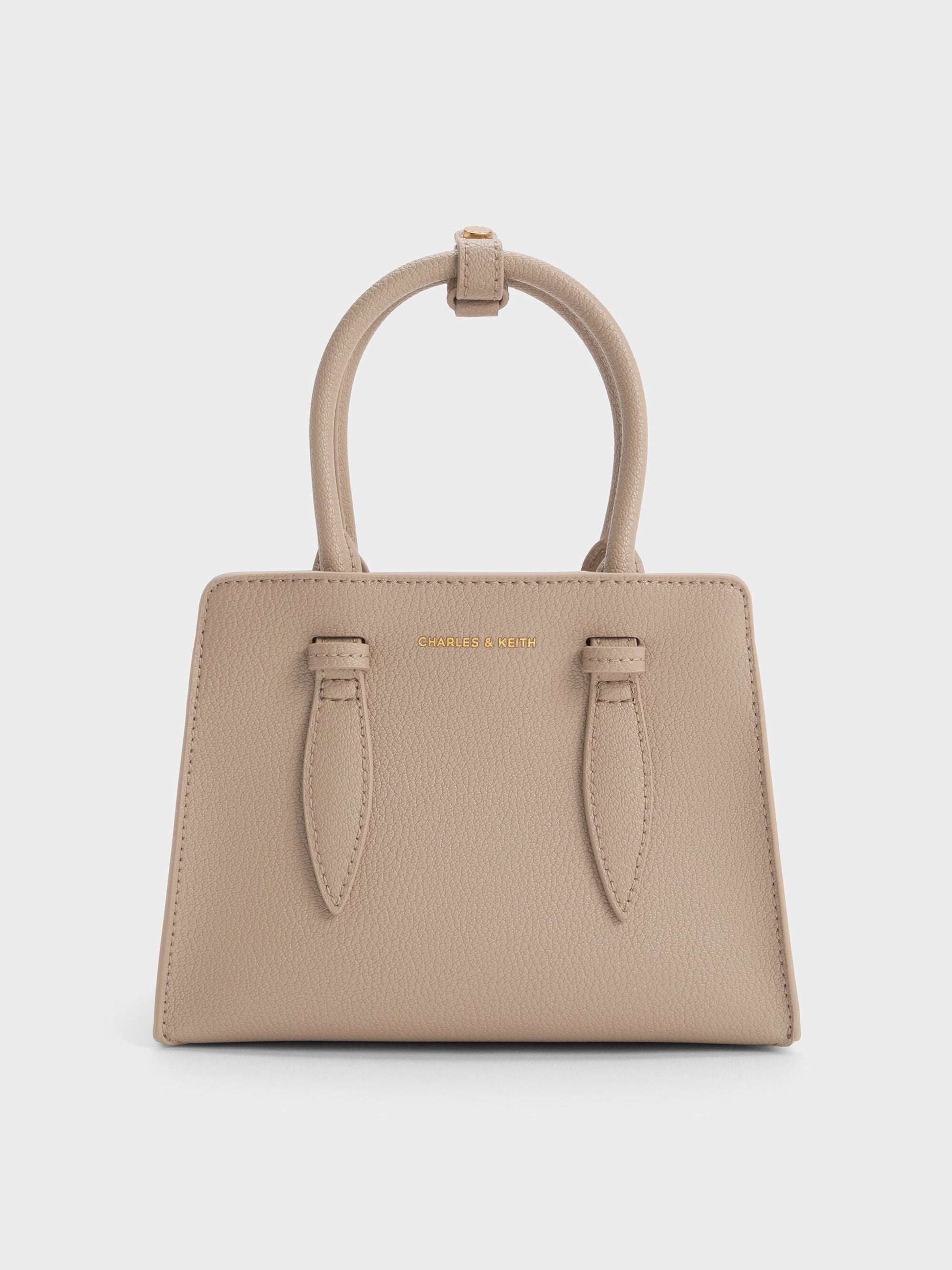 Allyn Structured Trapeze Tote Bag - Taupe | CHARLES & KEITH