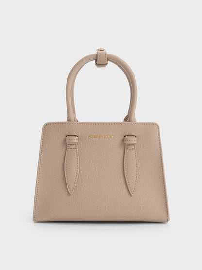 Allyn Structured Trapeze Tote Bag - Taupe | CHARLES & KEITH