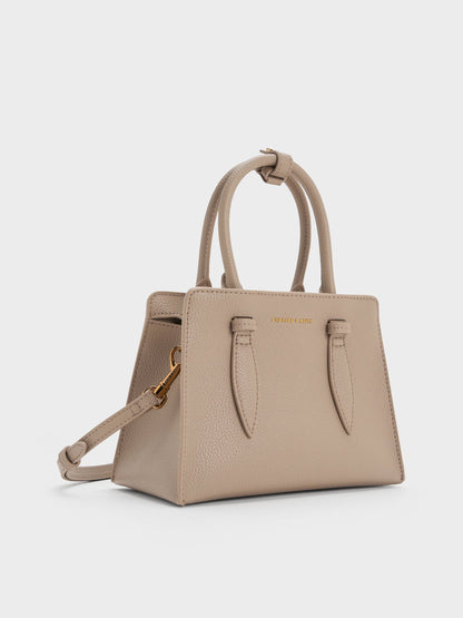 Allyn Structured Trapeze Tote Bag - Taupe | CHARLES & KEITH