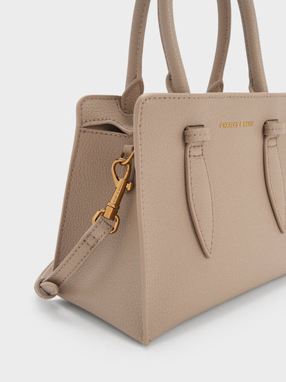 Allyn Structured Trapeze Tote Bag - Taupe | CHARLES & KEITH