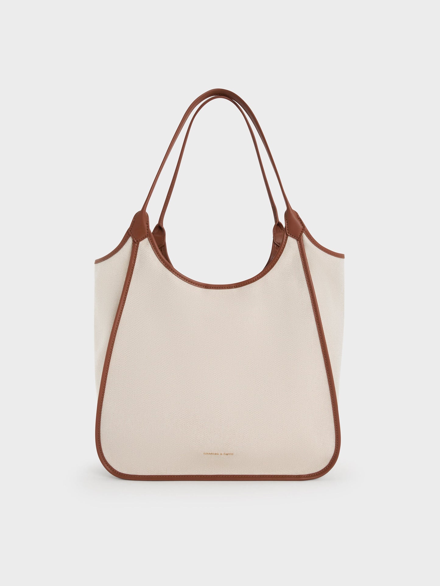 Sianna Canvas Contrast-Trim Tote Bag - Taupe Canvas | CHARLES & KEITH
