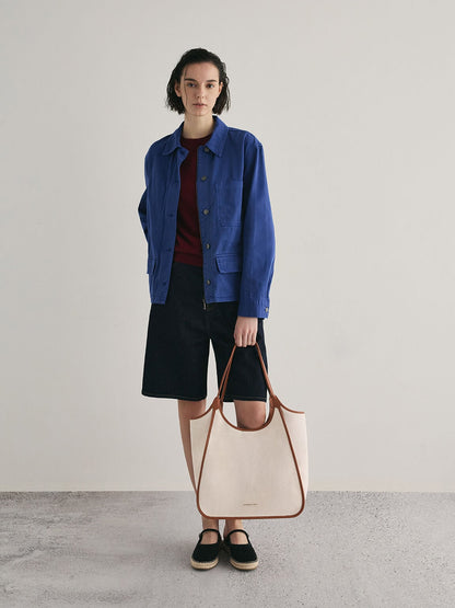 Sianna Canvas Contrast-Trim Tote Bag - Taupe Canvas | CHARLES & KEITH