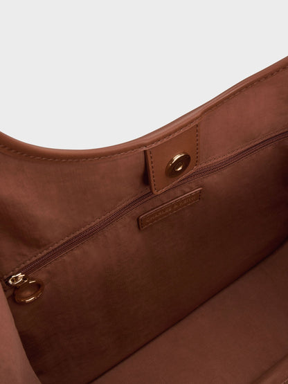 Sianna Canvas Contrast-Trim Tote Bag - Taupe Canvas | CHARLES & KEITH