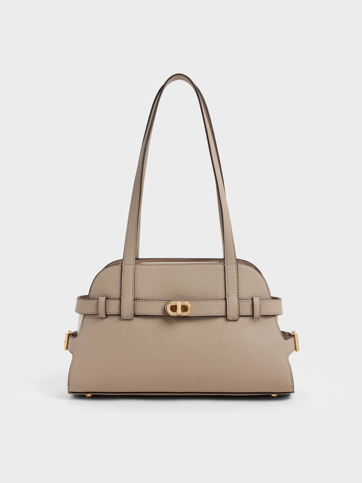 Aubrielle Belted Shoulder Bag - Taupe | CHARLES & KEITH