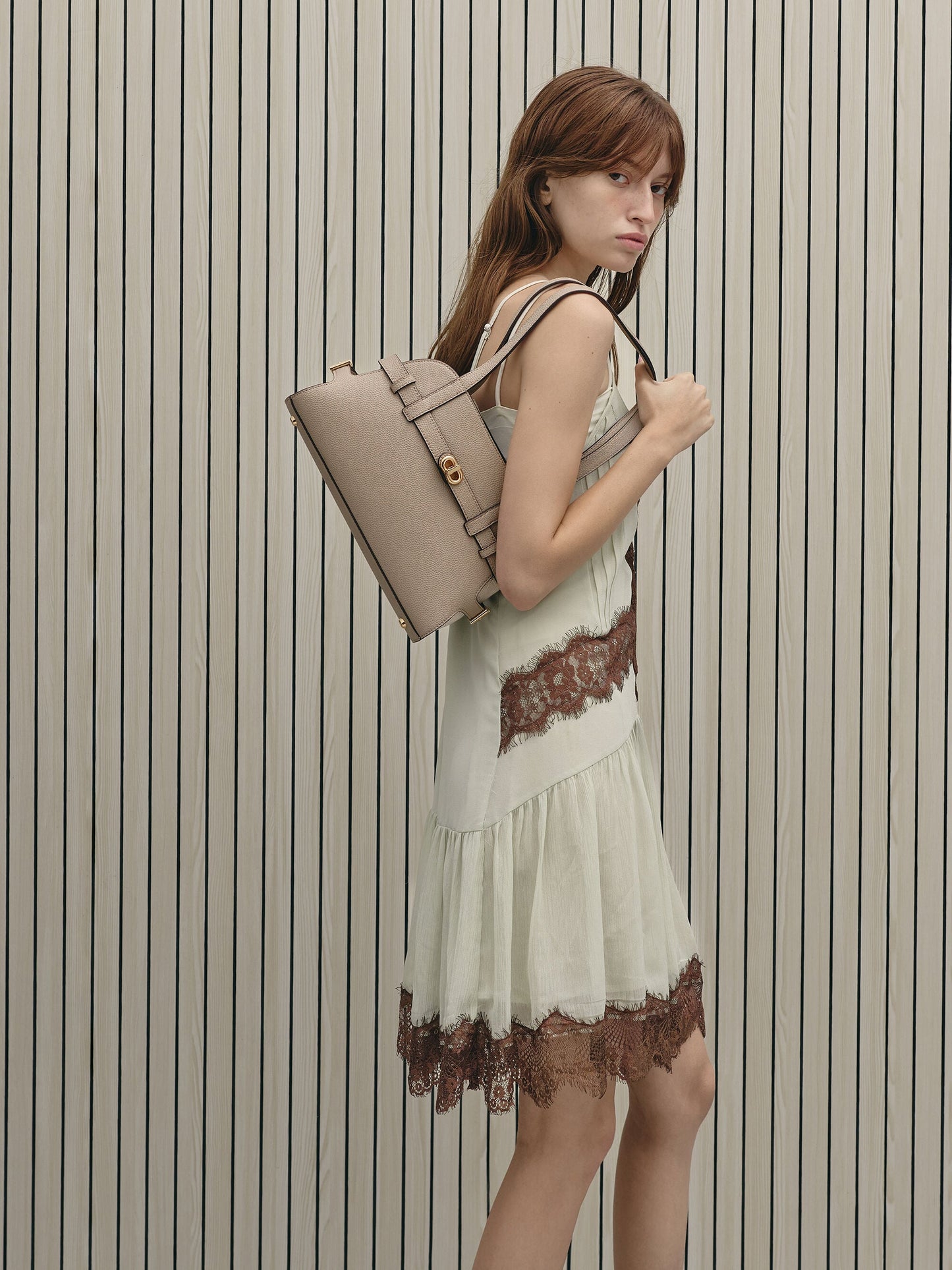 Aubrielle Belted Shoulder Bag - Taupe | CHARLES & KEITH