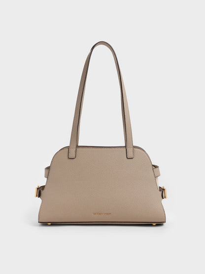 Aubrielle Belted Shoulder Bag - Taupe | CHARLES & KEITH