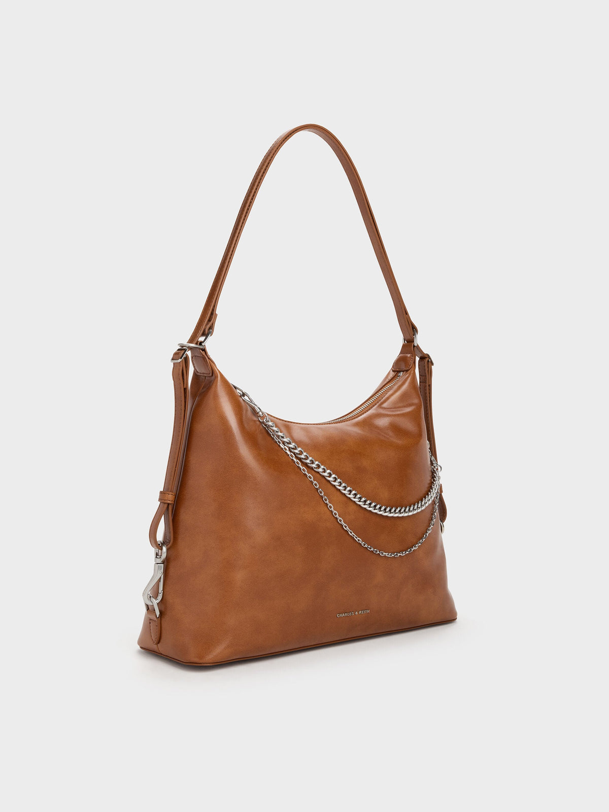 Atwood Chain Convertible Hobo Bag - Distressed Tan | CHARLES & KEITH