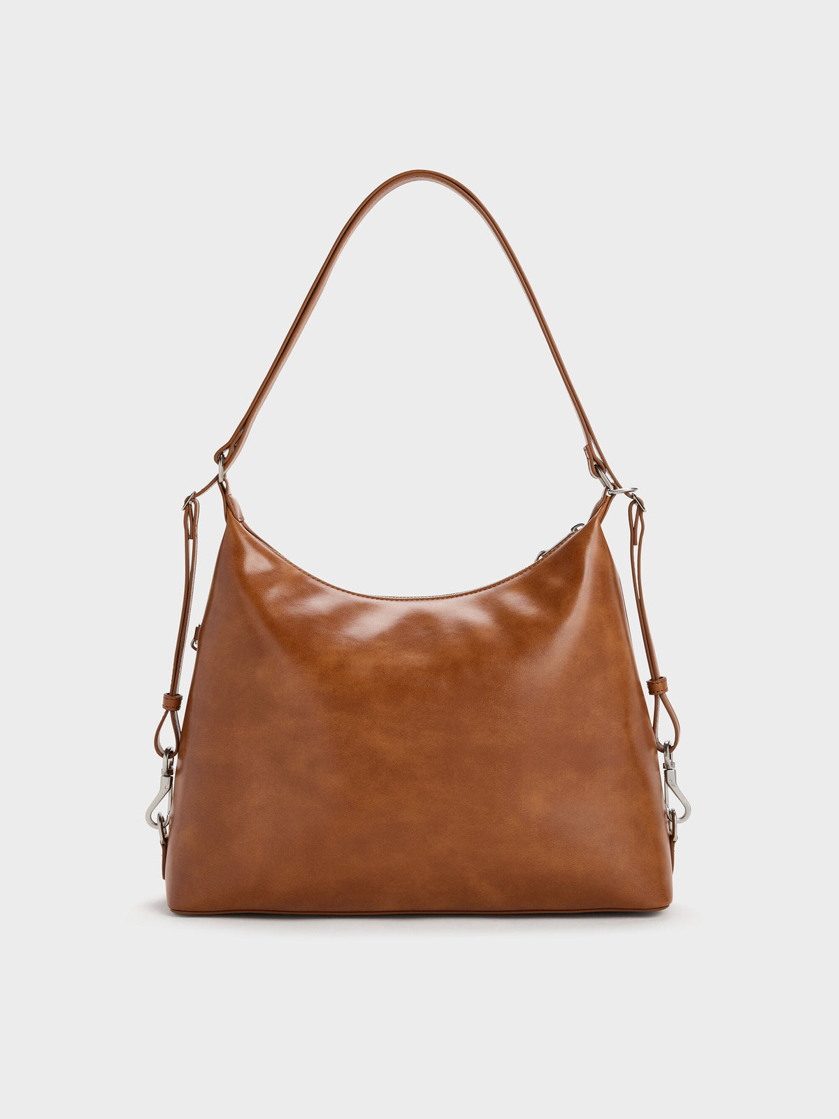 Atwood Chain Convertible Hobo Bag - Distressed Tan | CHARLES & KEITH
