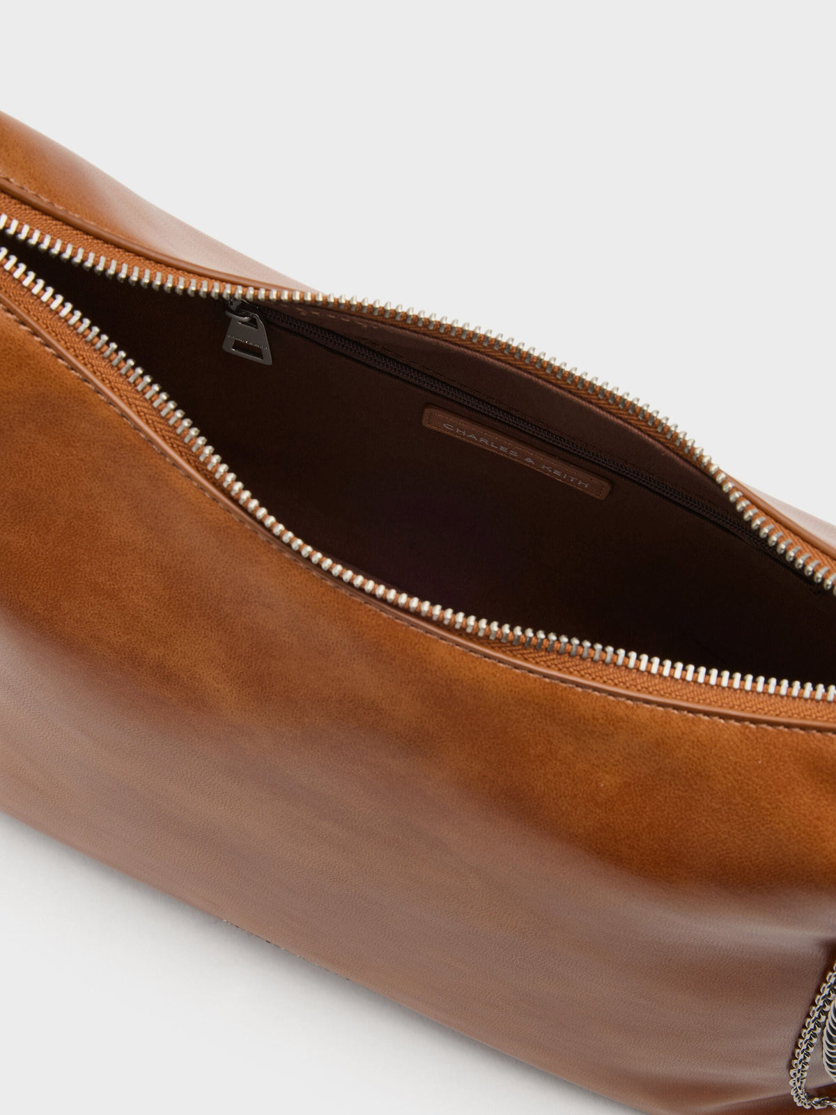 Atwood Chain Convertible Hobo Bag - Distressed Tan | CHARLES & KEITH