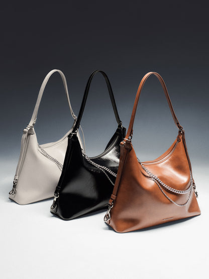 Atwood Chain Convertible Hobo Bag - Distressed Tan | CHARLES & KEITH