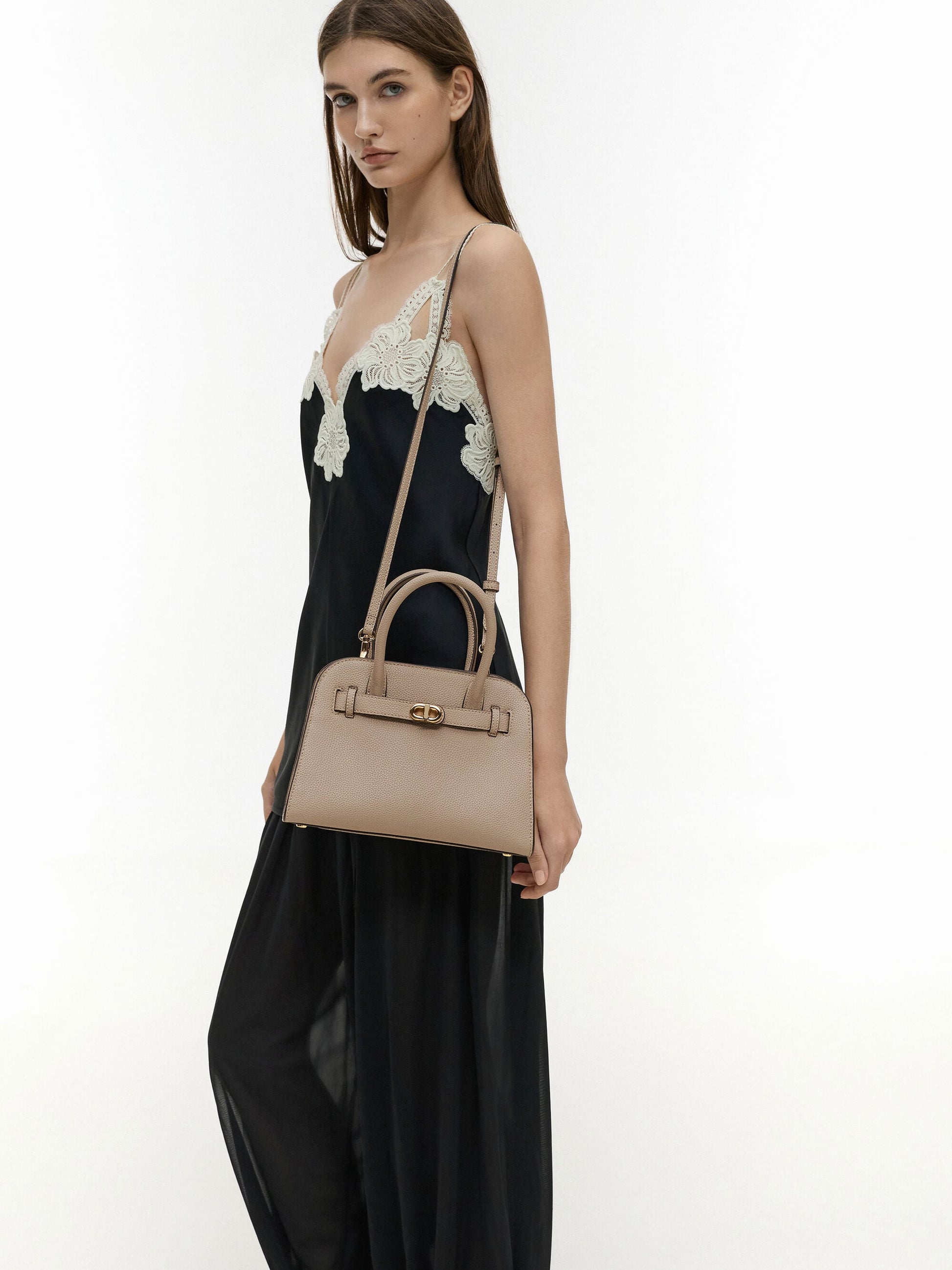 Aubrielle Belted Tote Bag - Taupe | CHARLES & KEITH