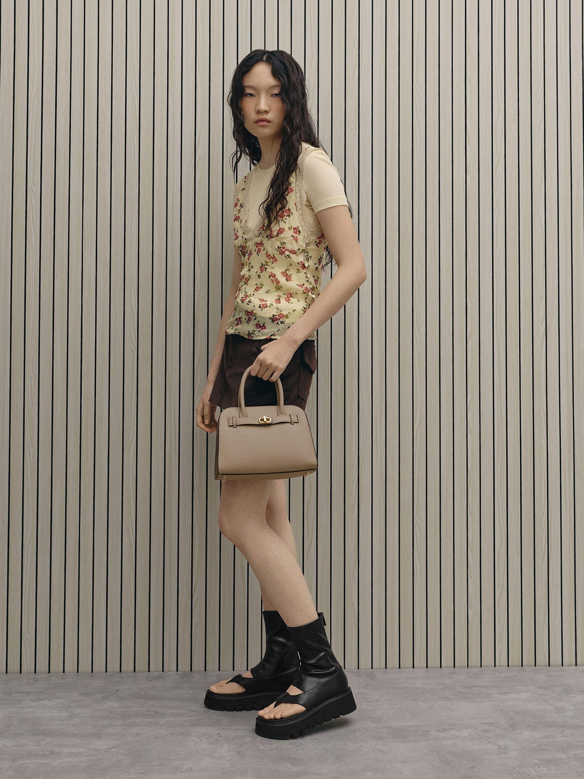 Aubrielle Belted Tote Bag - Taupe | CHARLES & KEITH