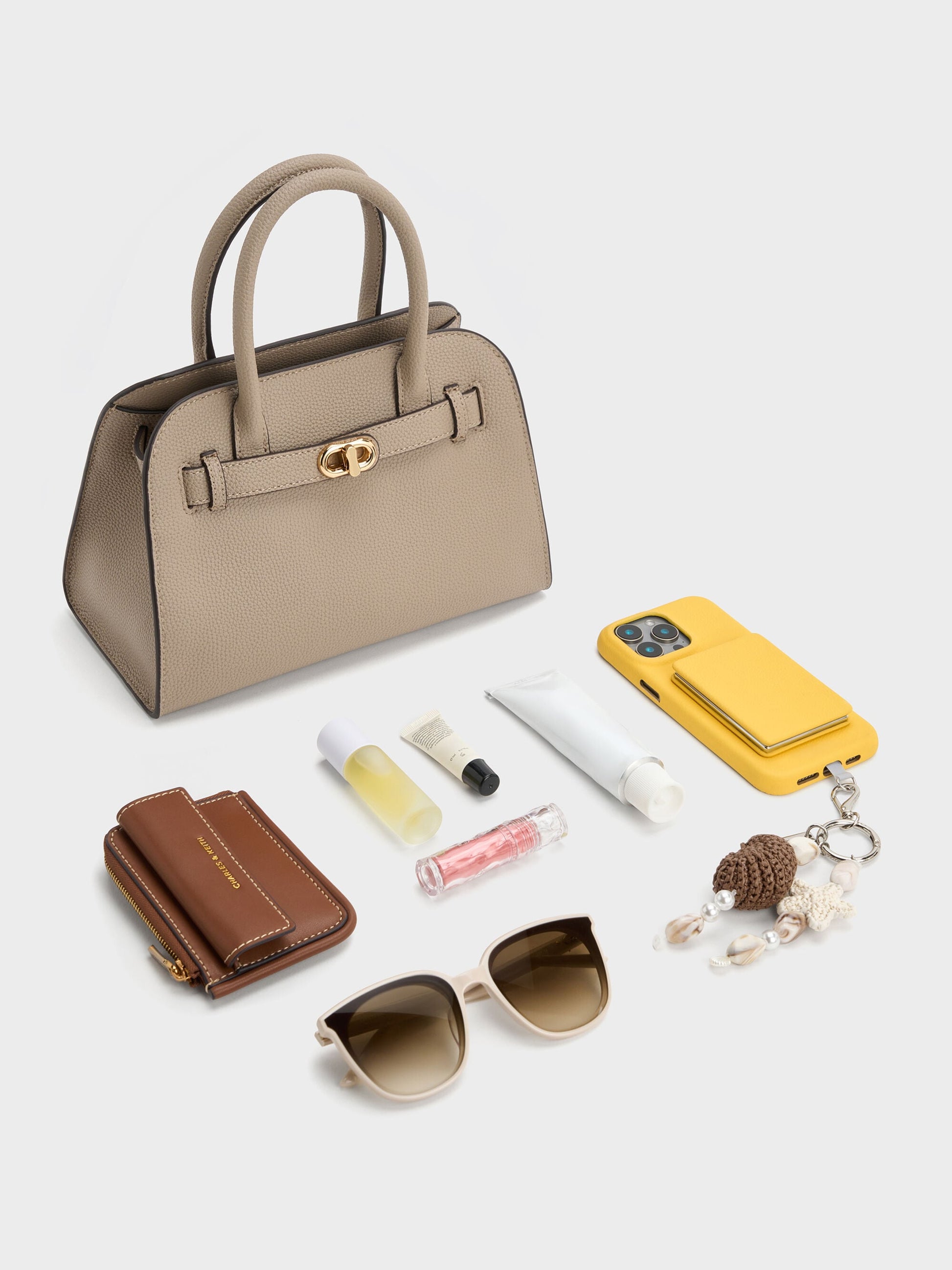 Aubrielle Belted Tote Bag - Taupe | CHARLES & KEITH