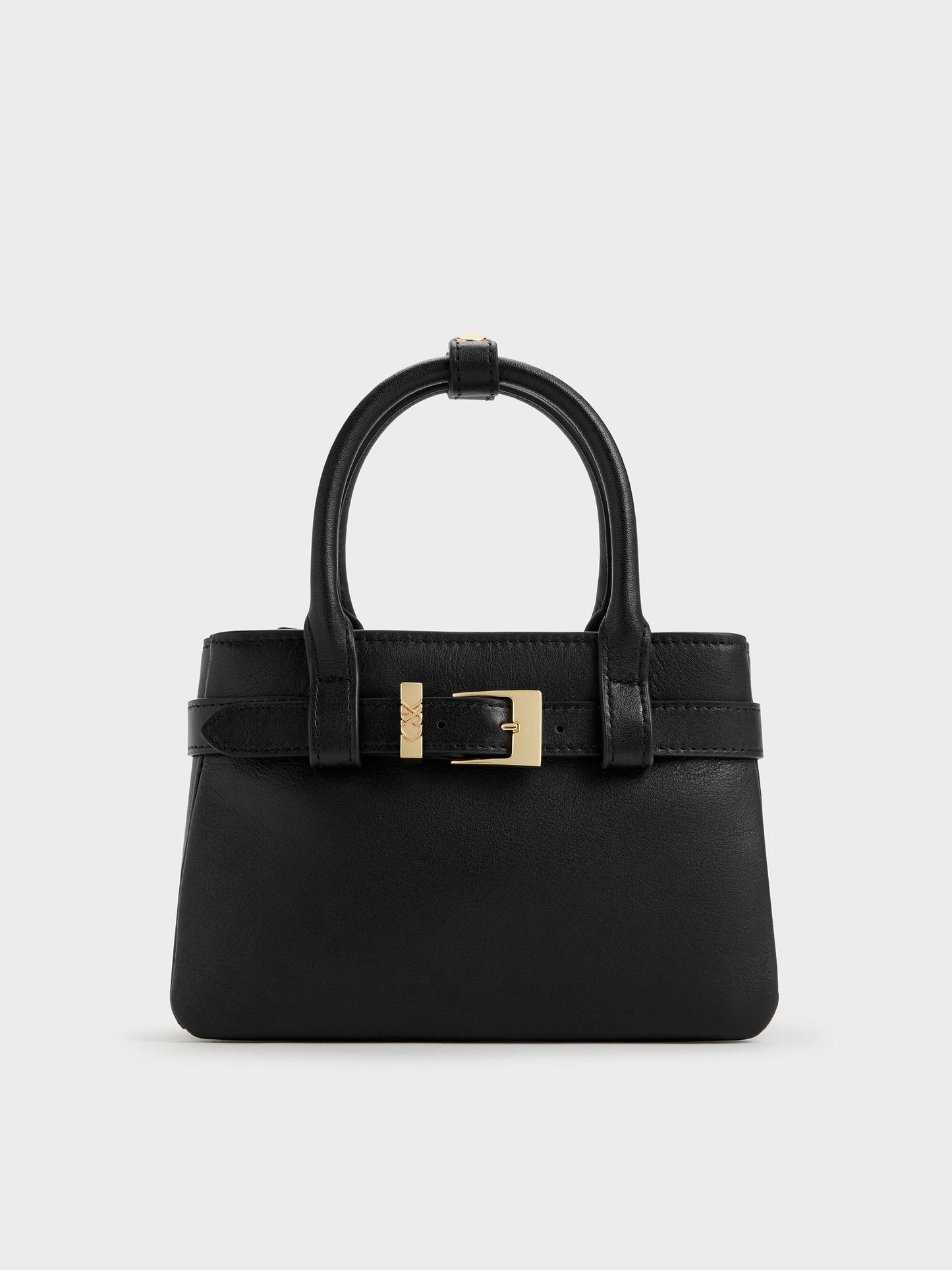 Jody Leather Belted Tote Bag - Black | CHARLES & KEITH
