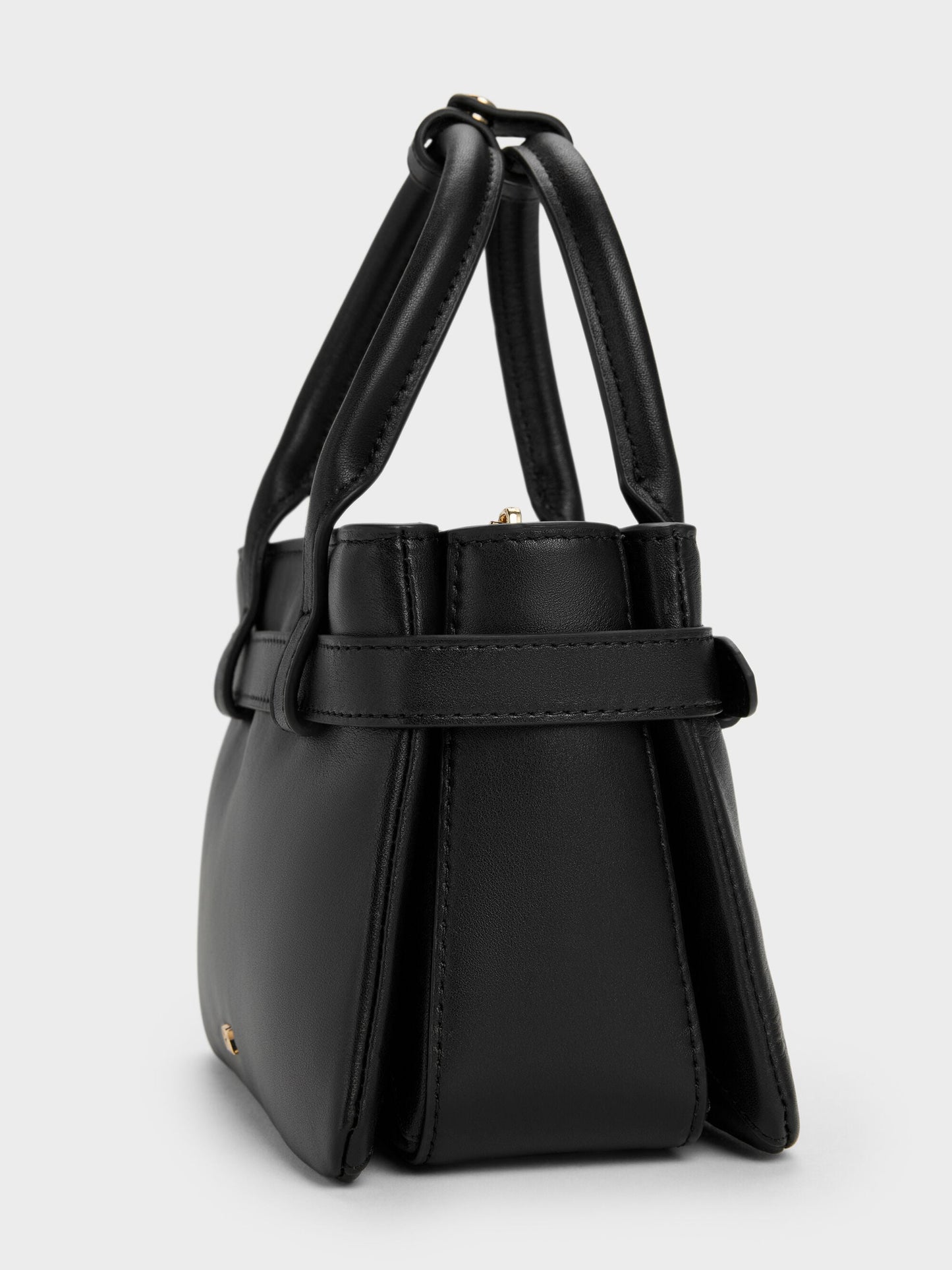 Jody Leather Belted Tote Bag - Black | CHARLES & KEITH