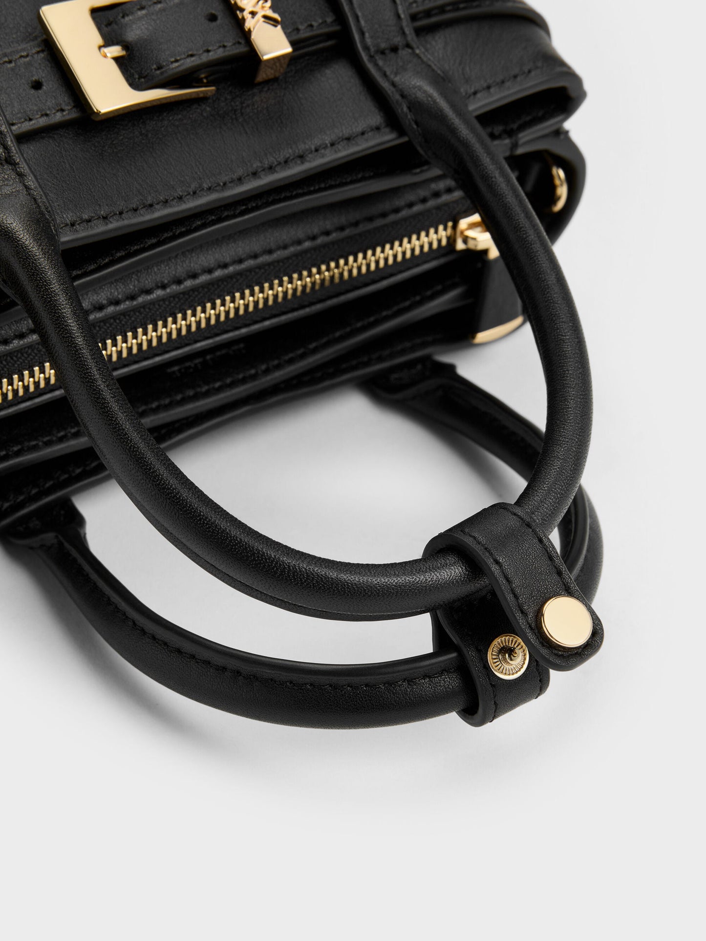 Jody Leather Belted Tote Bag - Black | CHARLES & KEITH
