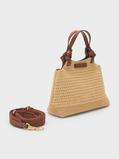 Mini Ida Knitted Tote Bag - Beige | CHARLES & KEITH