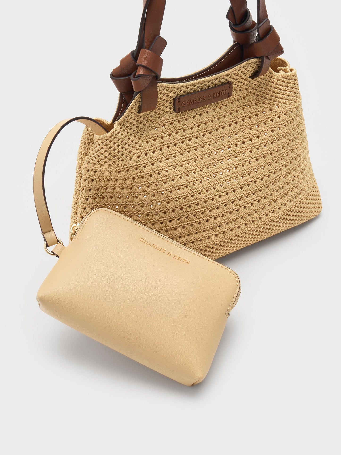 Mini Ida Knitted Tote Bag - Beige | CHARLES & KEITH