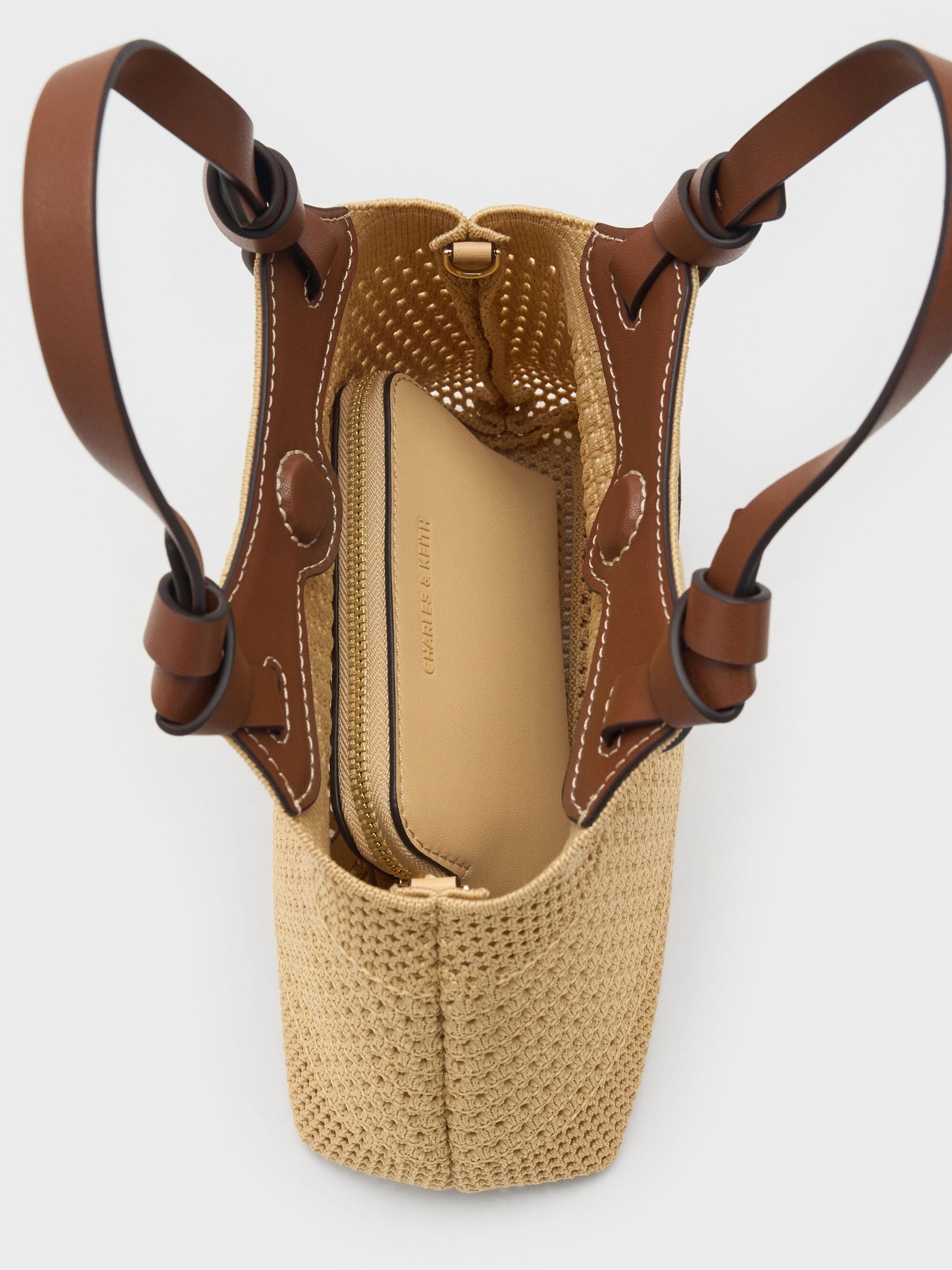 Mini Ida Knitted Tote Bag - Beige | CHARLES & KEITH